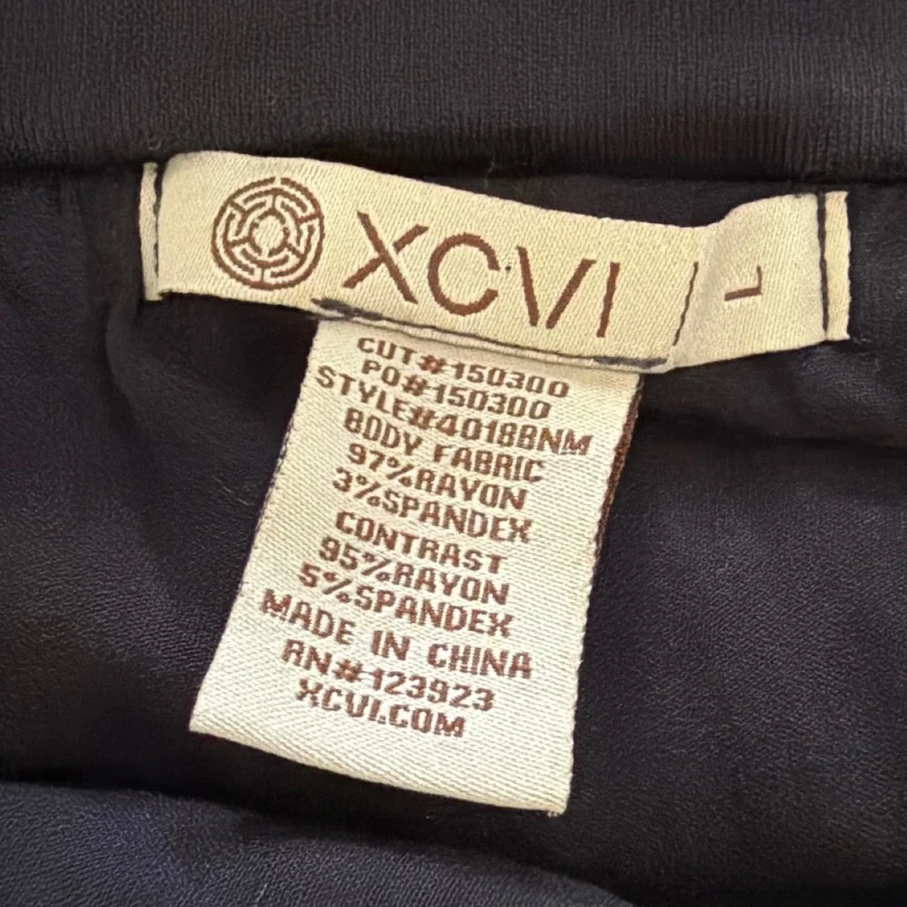 XCVI Womens Large‎ Black Rayon Crochet Lace Trim Maxi Skirt Boho Lined